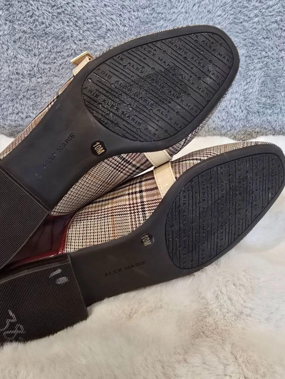 Alex Marie Karen Plaid Print Buckle Hardware Strap Mules Preppy Office Size 10 - Picture 10 of 13